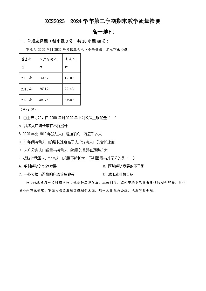 河南省许昌市2023-2024学年高一下学期7月期末地理试题（原卷版+解析版）01