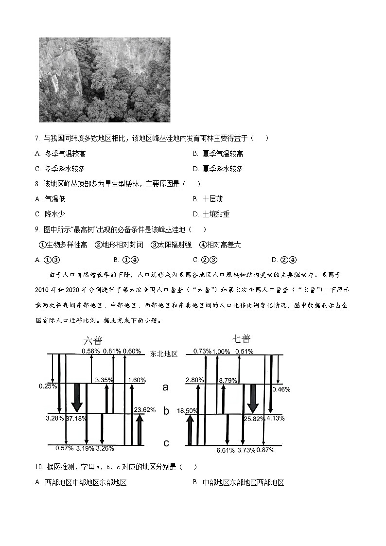云南省红河哈尼族彝族自治州第一中学2023-2024学年高一下学期7月期末地理试题（原卷版）第3页