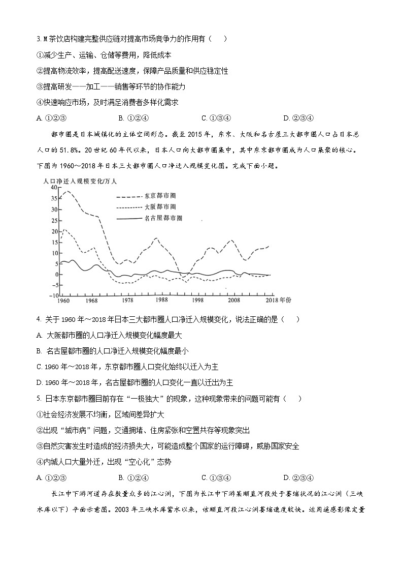 湖南省多校联考2023-2024学年高一下学期期末考试地理试题（原卷版+解析版）02