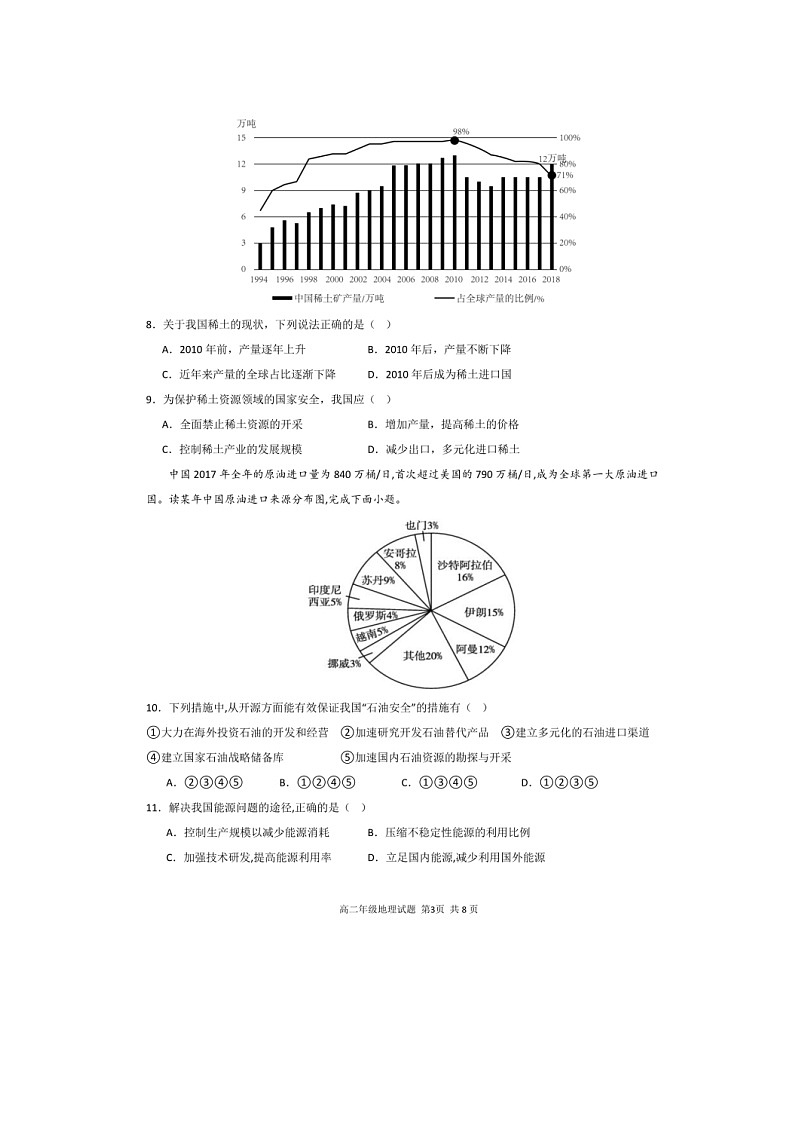 安徽省马鞍山中加双语学校2023-2024学年高二下学期第二次月考地理试题第3页