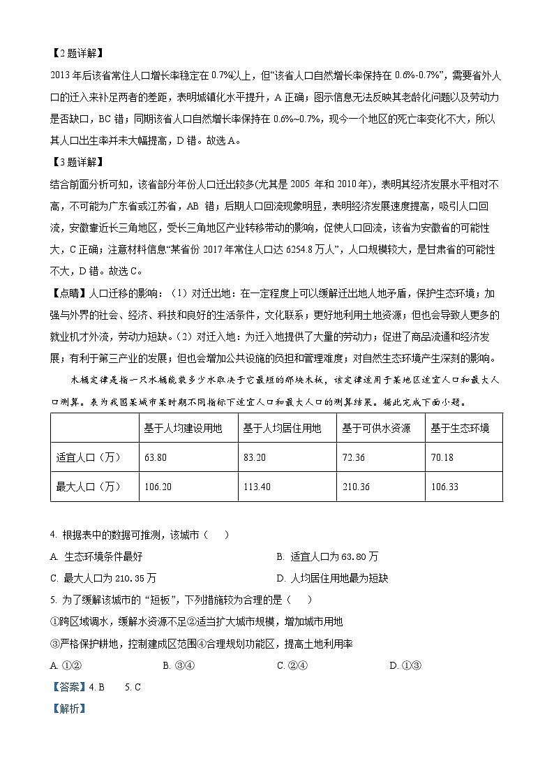 四川省内江市第六中学2023-2024学年高一下学期期中地理试卷（Word版附解析）02
