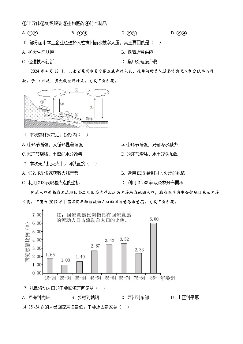浙江省丽水市2023-2024学年高一下学期6月期末地理试题 Word版无答案第3页