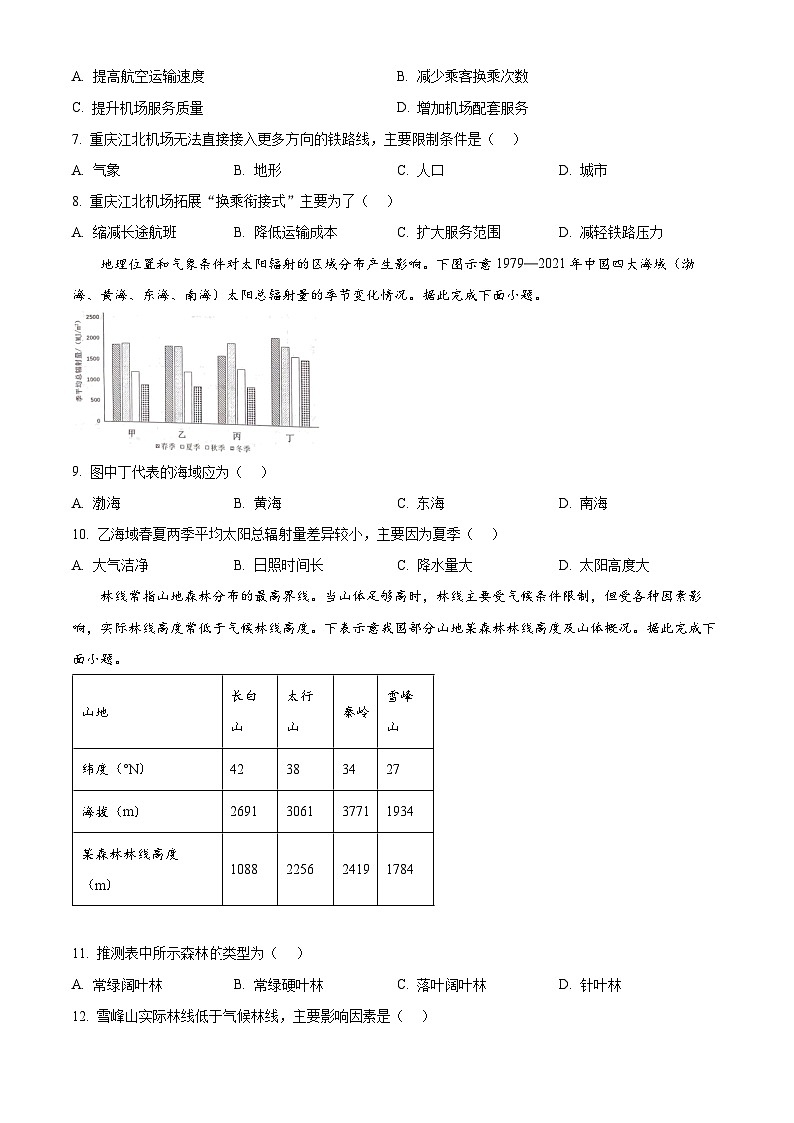 2025届广东省惠州市高三上学期第一次调研考试地理试题03