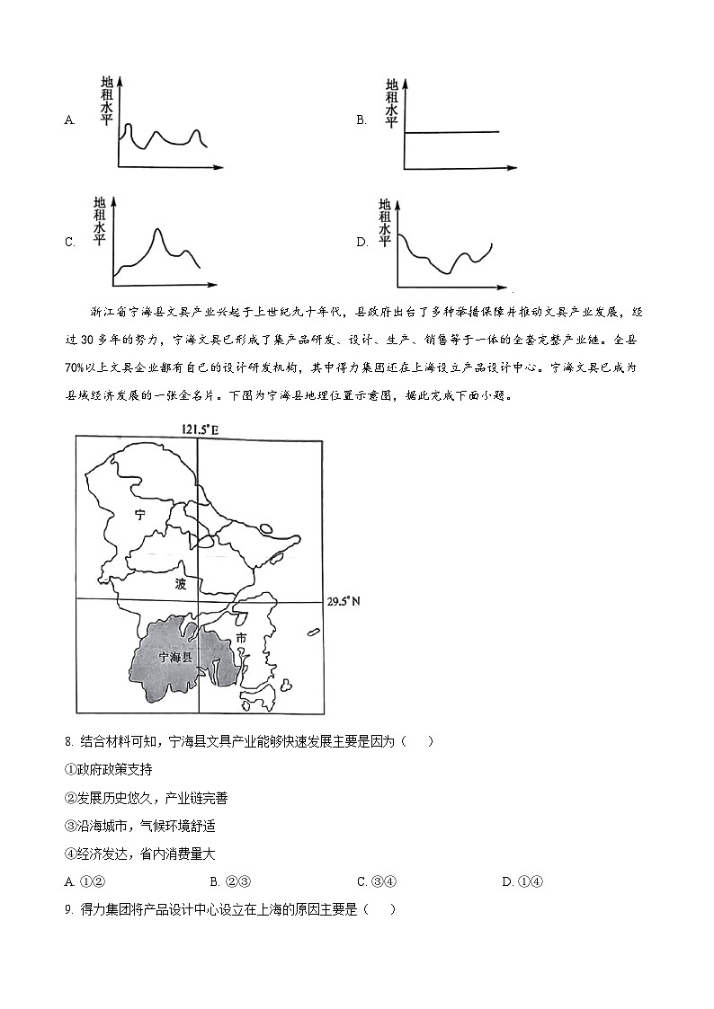 安徽省太和中学2023-2024学年高一下学期6月期末地理试题（Word版附解析）03