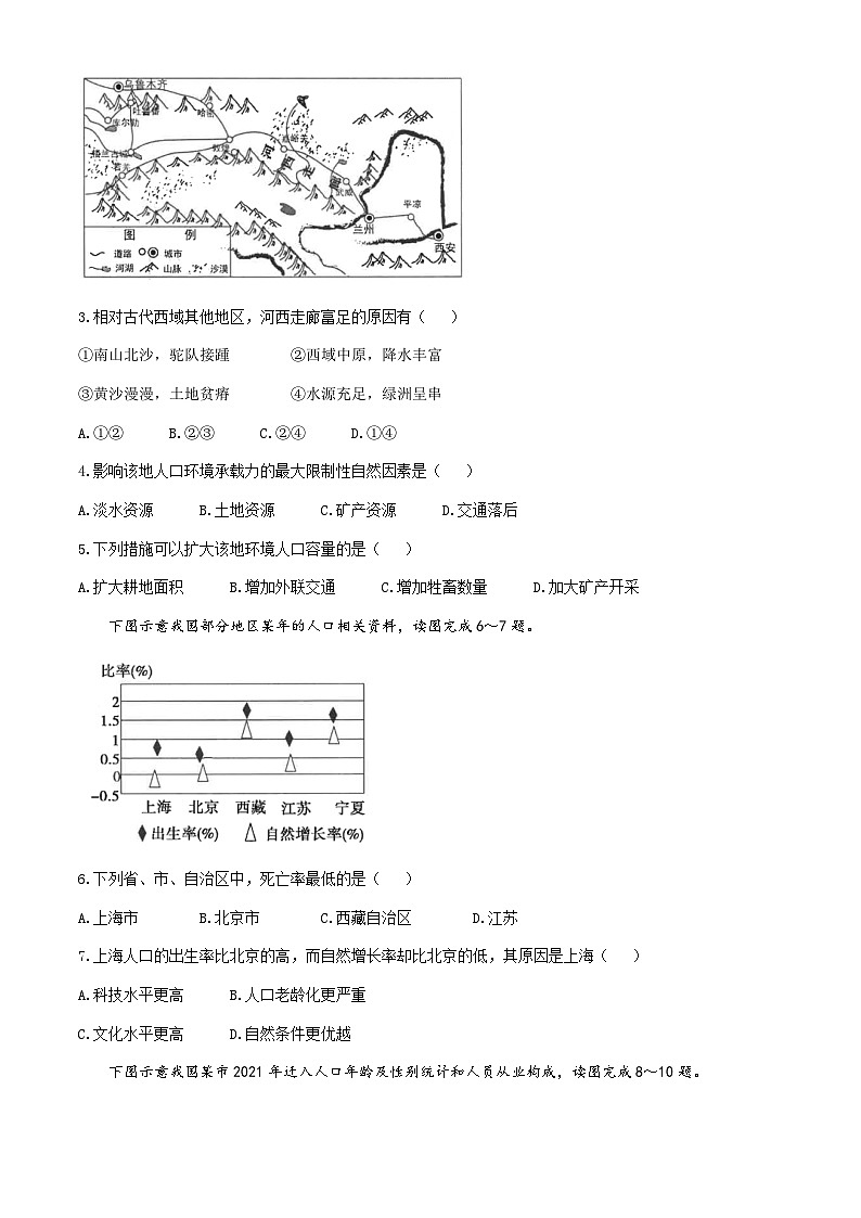 福建省福州第一中学2023-2024学年高一下学期期末考试地理试题(无答案)02