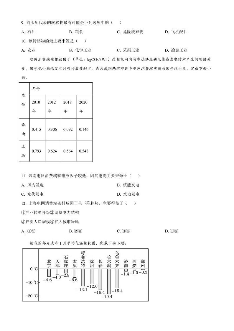 地理丨湖南省长沙市平高教育集团六校2025届高三7月期末联考地理试卷及答案第3页