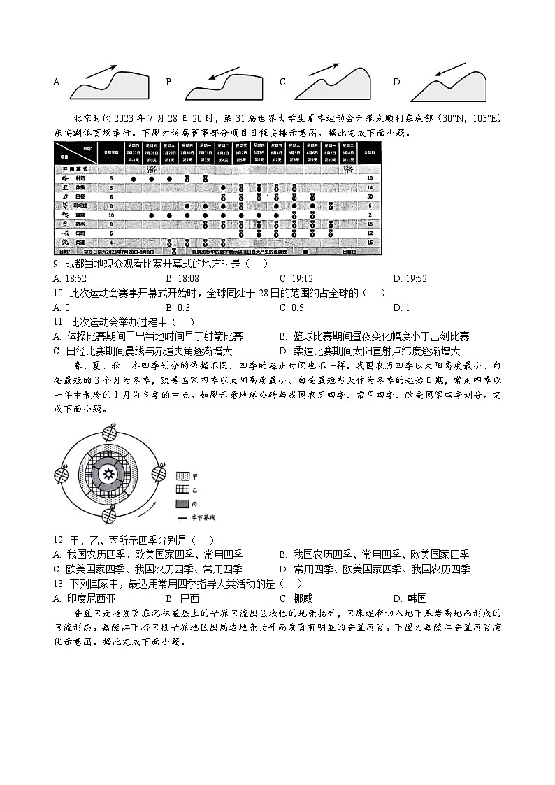 河北省廊坊六校2023-2024学年高二下学期7月期末联考地理试题  Word版含答案03