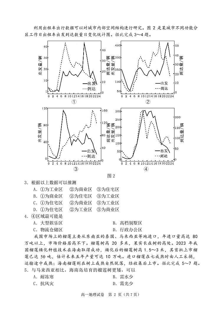 辽宁省大连市2023-2024学年高一下学期7月期末地理试题第2页