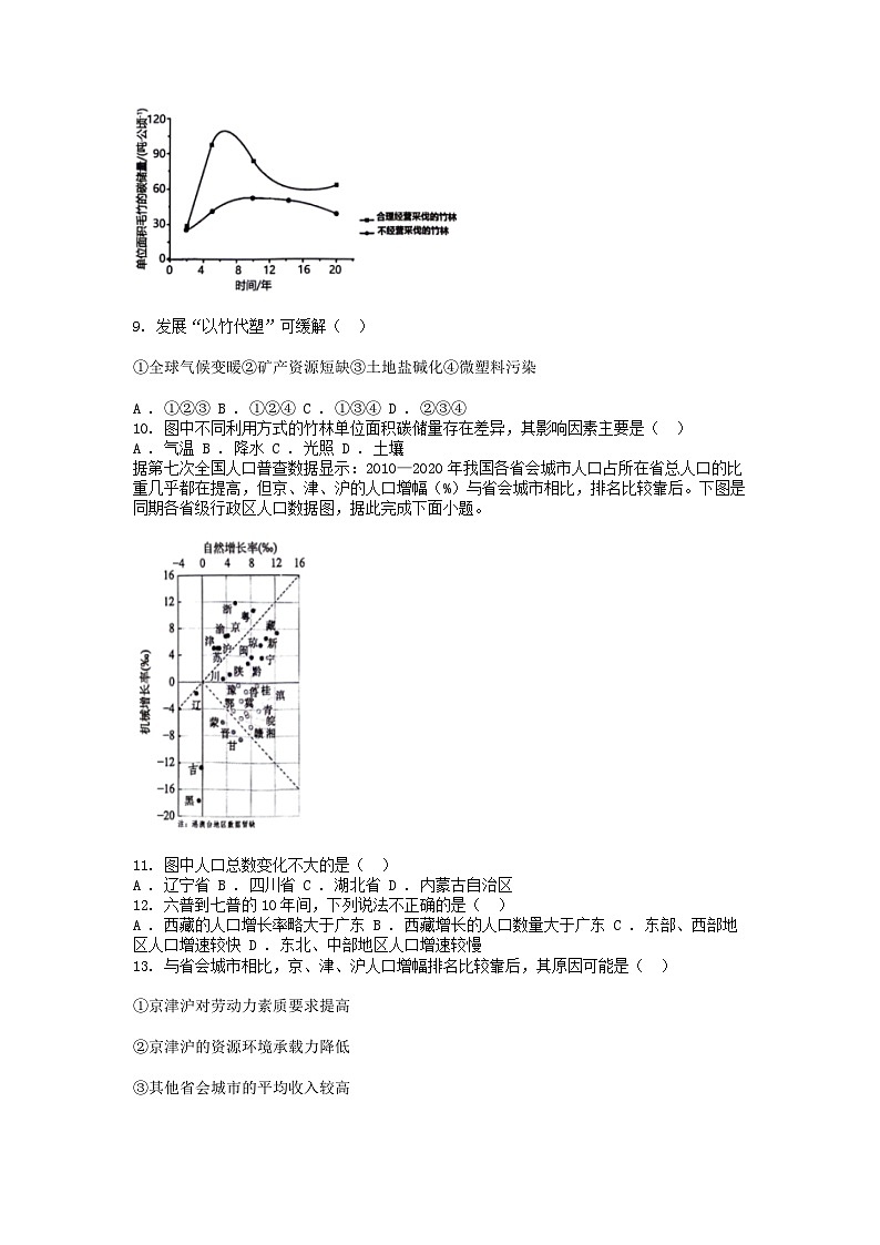 [地理][期末]江西省上饶市2023-2024学年高一下学期期末教学质量检测地理试题02