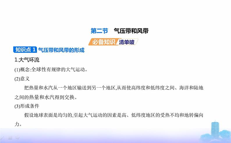 人教版高中地理选择性必修1第三章大气的运动第二节气压带和风带教学课件第1页