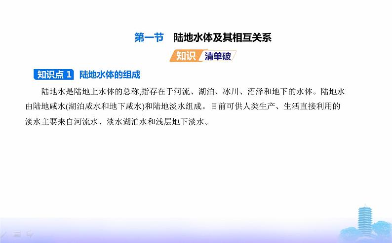 鲁教版高中地理选择性必修1第四单元水体运动的影响第一节陆地水体及其相互关系教学课件02