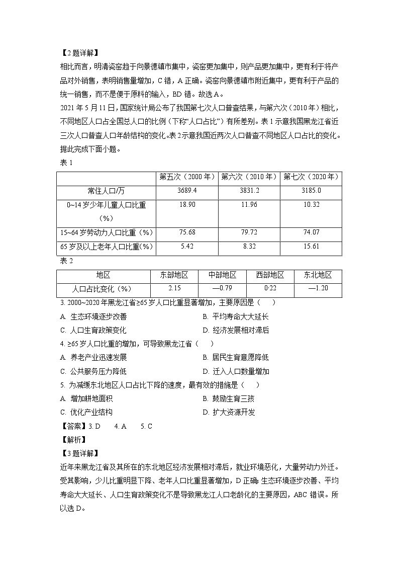 [地理][二模]2023届山东省平度市高考二模试题(解析版)第2页