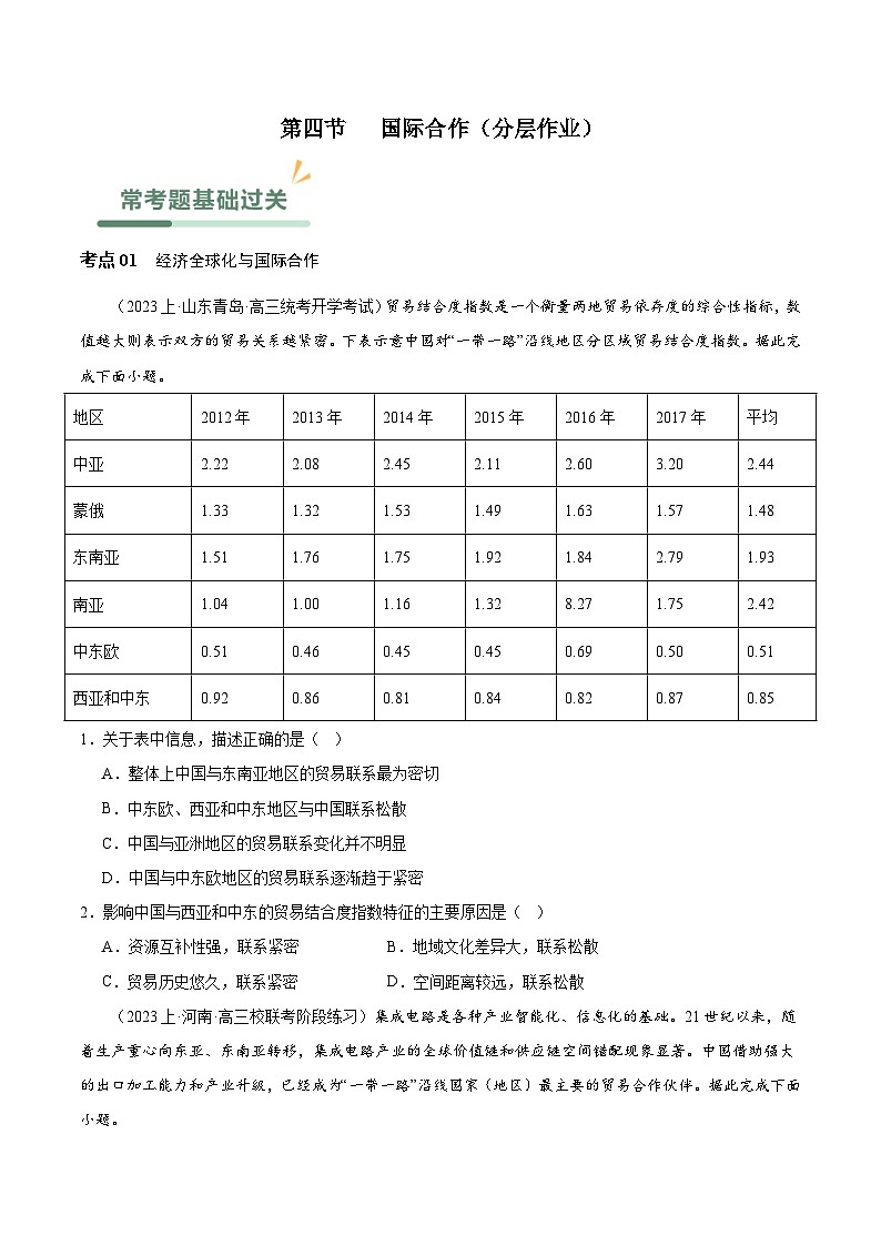 【新课标】4.4《国际合作》课件+教案+分层练习+学案-人教版地理选择性必修201