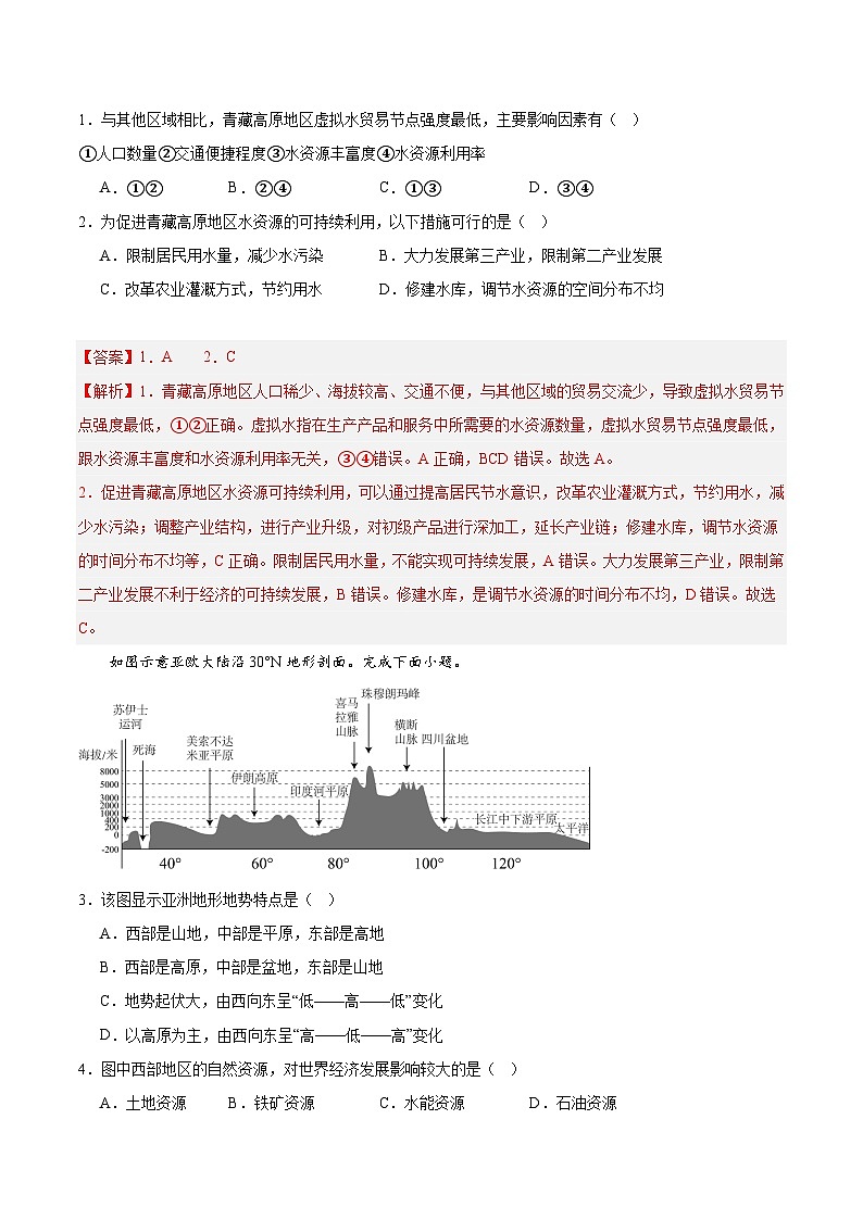 【新课标】1.2《自然资源与人类活动的关系》课件+教案+分层练习-中图版地理选择性必修302