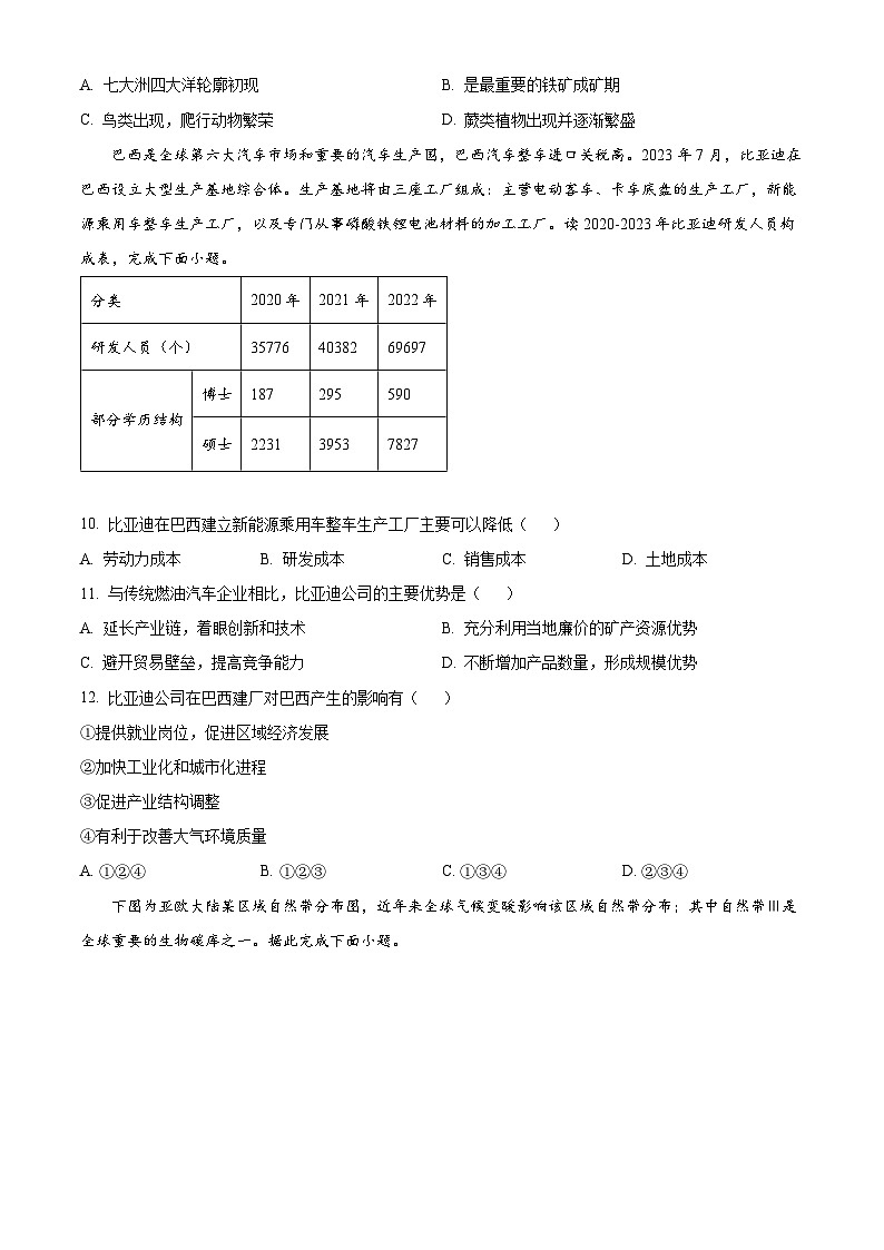 湖北省武汉市重点中学5G联合体2023-2024学年高二下学期期末考试地理试题（原卷版）第3页