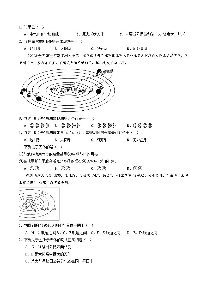 【新课标】1.1《地球的宇宙环境》分层练习（原卷版）-湘教版地理必修第一册03