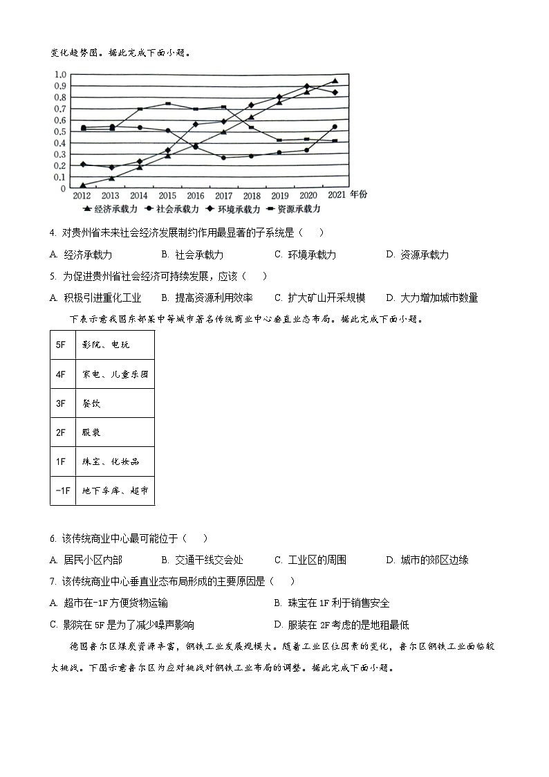2024钦州高一下学期期末考试地理含解析02