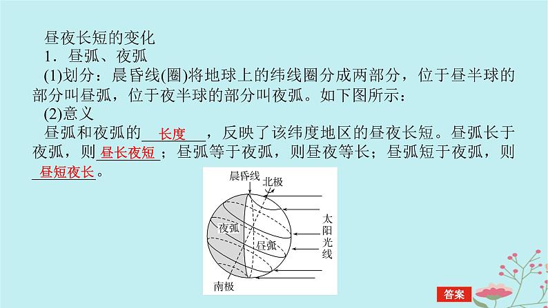 2025版高考地理全程一轮复习第三章地球的运动第10课时昼夜长短的变化课件第5页