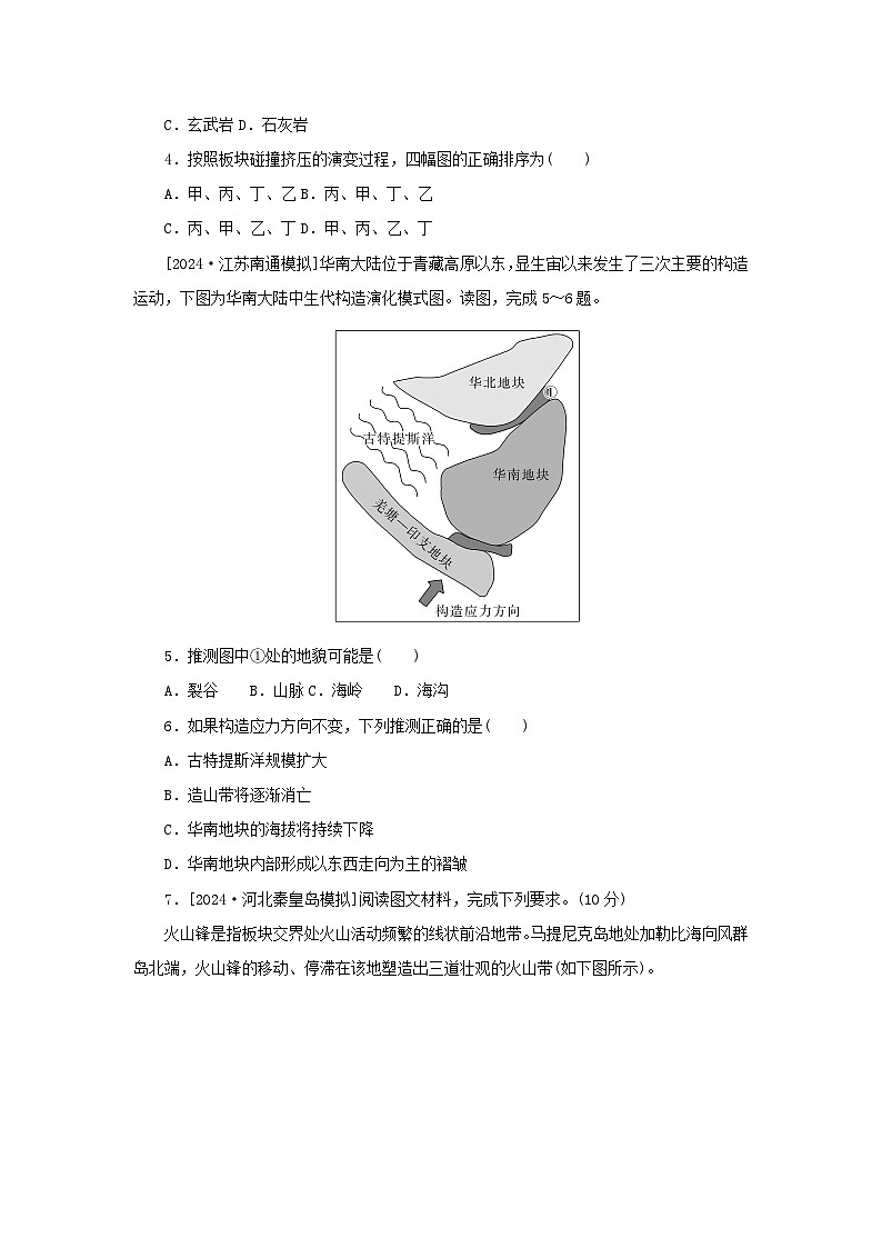 2025版高考地理全程一轮复习课时作业29内力作用与地表形态第2页