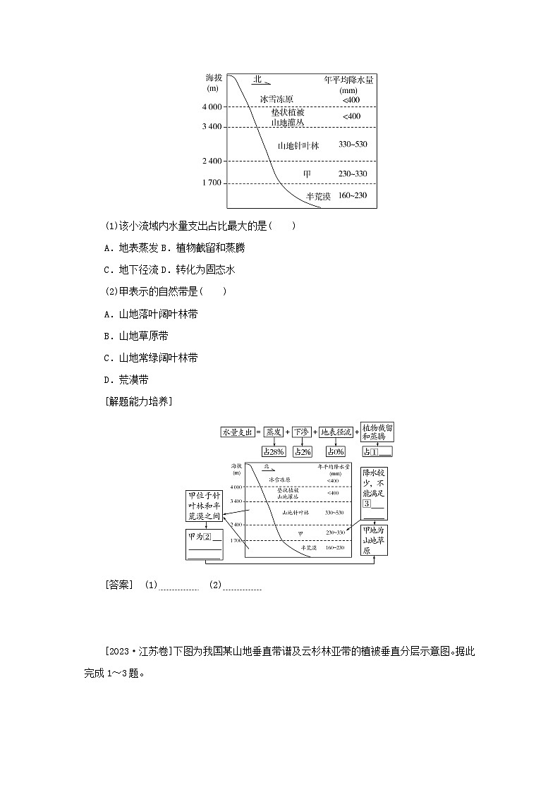 2025版高考地理全程一轮复习练习题 第41课时垂直地域分异规律图形专项突破11山地垂直带谱图的判读02