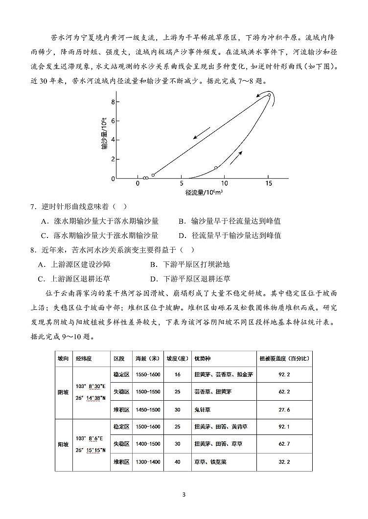 地理-湖北省荆州市沙市中学2025届（2022级）（新）高三上学期7月月考试题和答案第3页