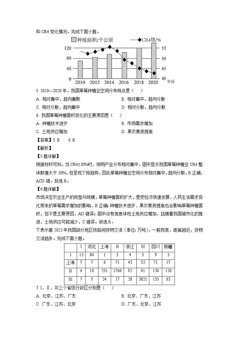 [地理][期中]浙江省强基联盟2023-2024学年高二下学期5月期中试题(解析版)03