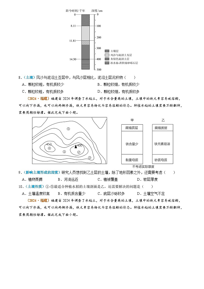 专题06 自然环境的整体性与差异性-2024年高考真题和模拟题地理分类汇编03