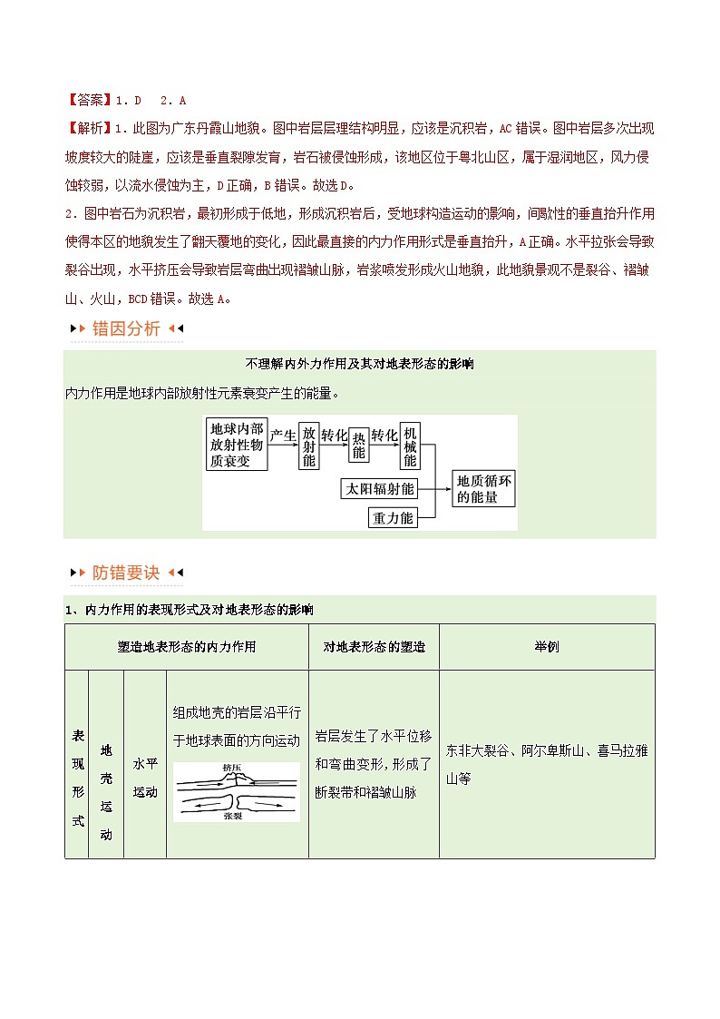 新高考专用备战2024年高考地理易错题精选专题05地质地貌易错突破4大易错教师版02