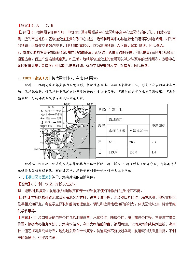 2024年高考真题和模拟题地理分类汇编（全国通用）专题12 交通（解析版）第3页