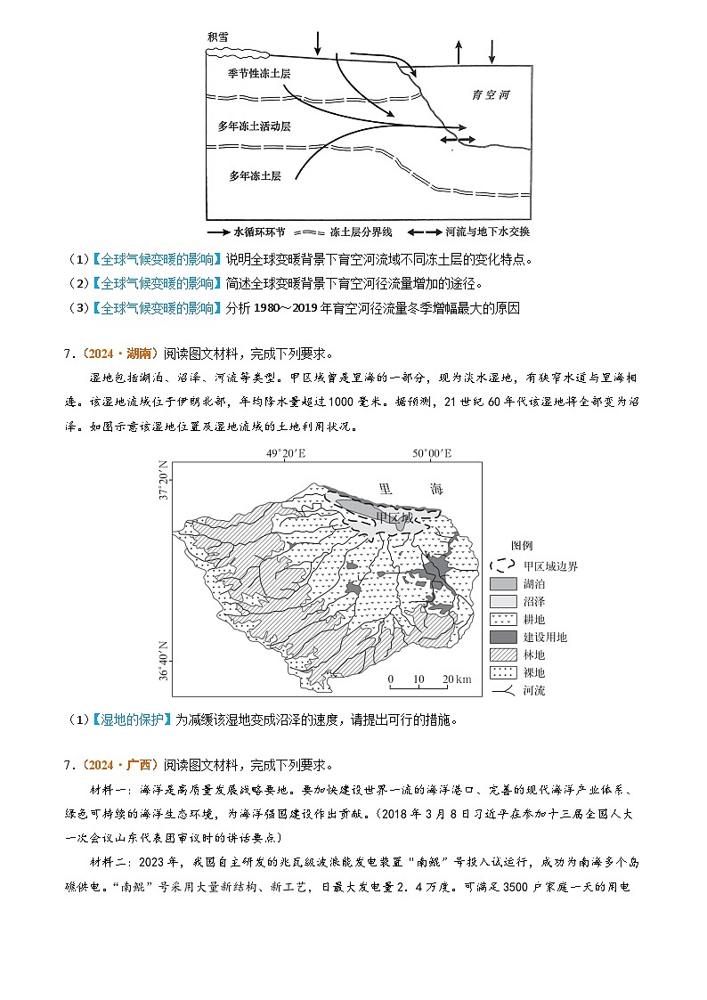 2024年高考真题和模拟题地理分类汇编（全国通用）专题14 资源、环境与国家安全（原卷版）03