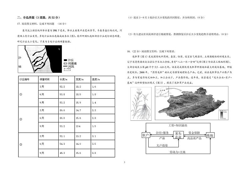 2024省大庆中学高三下学期5月模拟考试地理PDF版含答案（可编辑）第3页