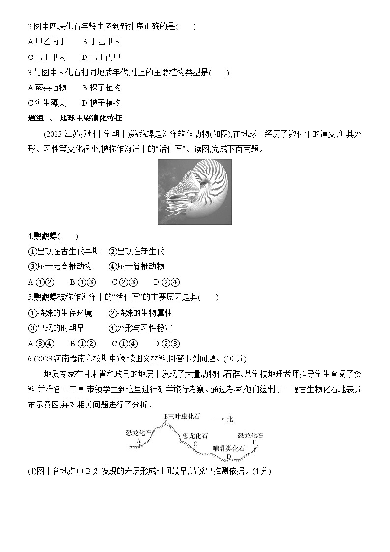 1.2 地球的形成与演 化同步练习题2024-2025学年鲁教版（2019）高中地理必修第一册03