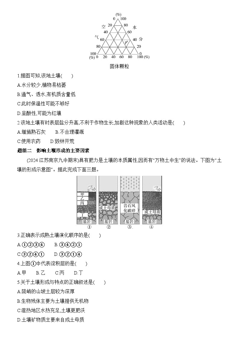 3.4 分析土壤形成的原因 同步练习题2024-2025学年鲁教版（2019）高中地理必修第一册第3页