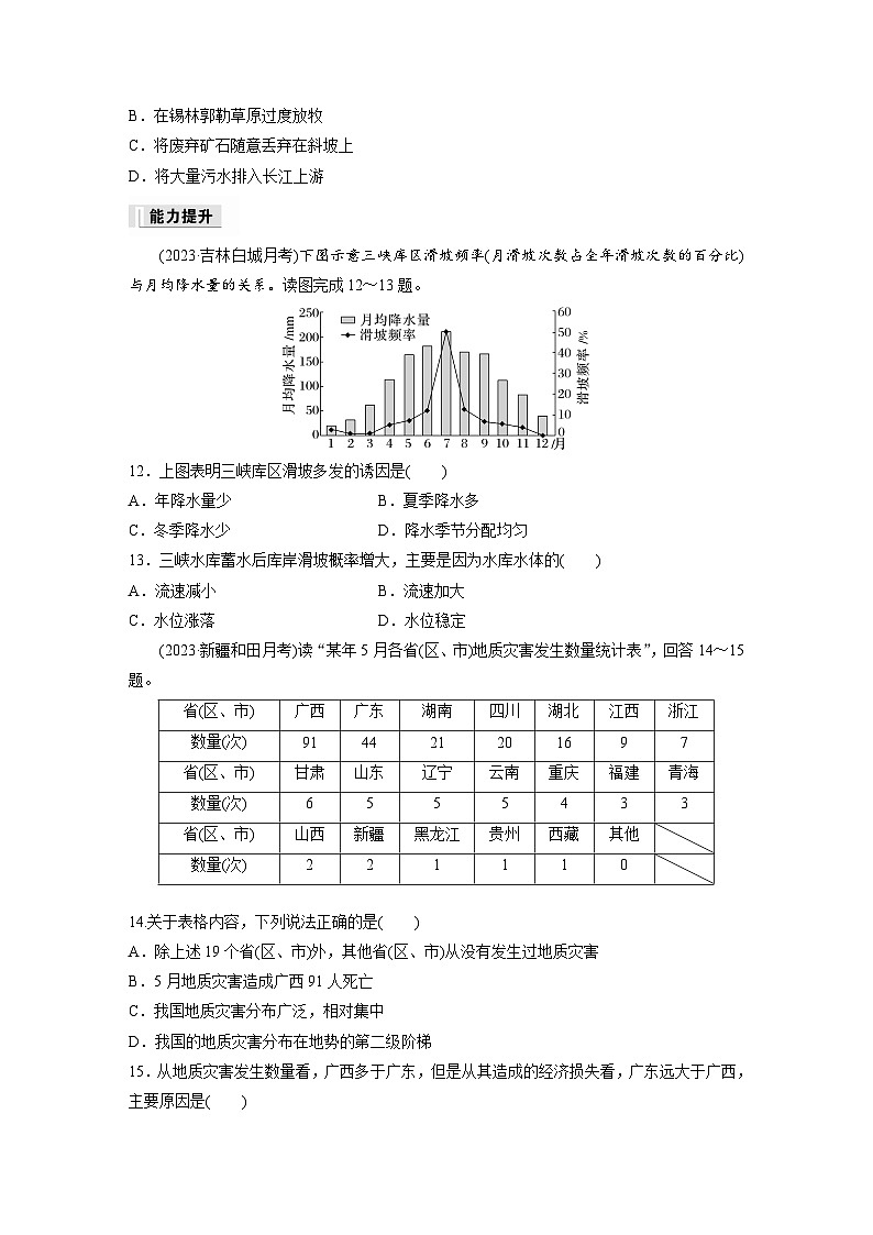 2024-2025学年高中地理人教版(2019)必修第一册同步试题第六章第二节地质灾害（Word版附解析）03