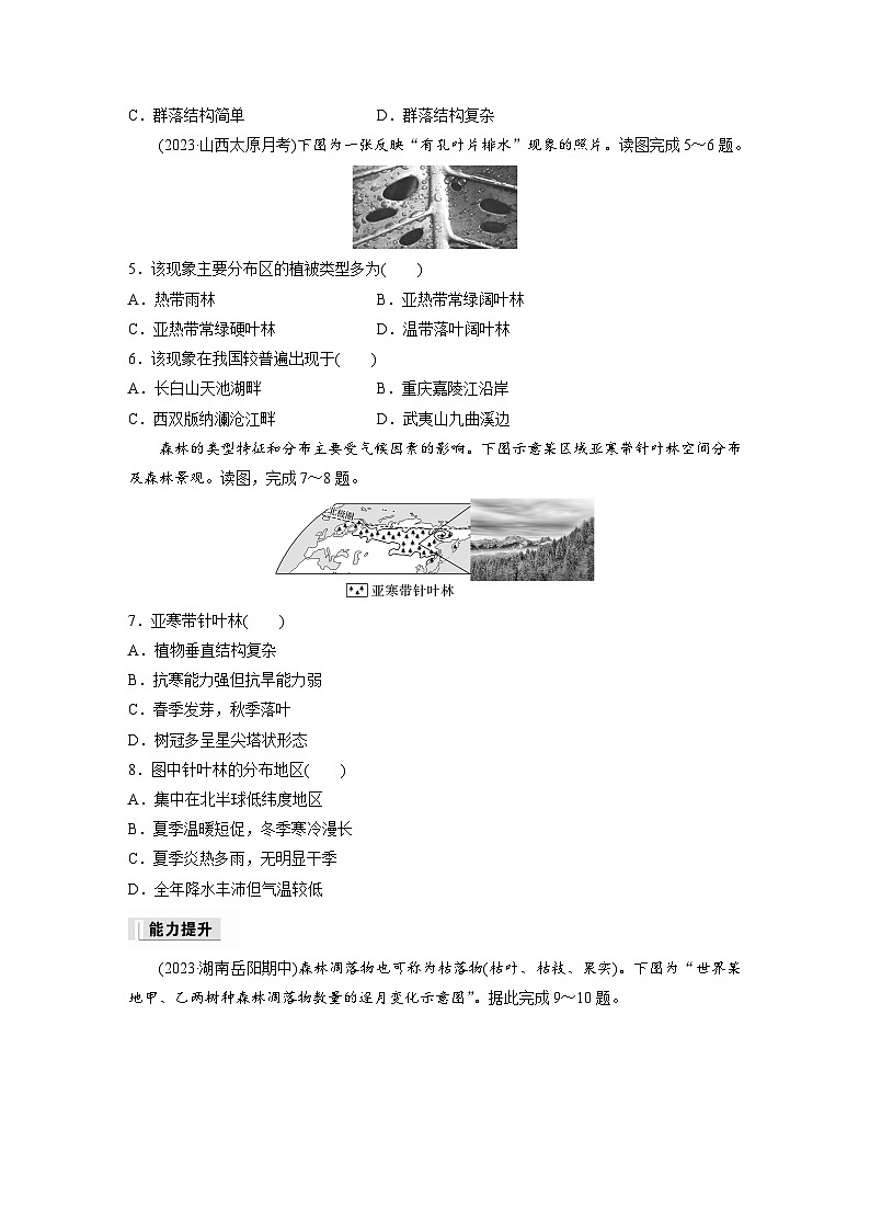 2024-2025学年高中地理人教版(2019)必修第一册同步试题第五章第一节植被（Word版附解析）02