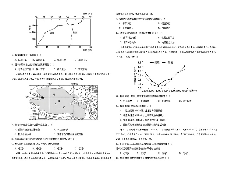 【期末测试】高一地理期末模拟卷01（人教版2019，必修第一册、必修第二册前2章）2023-2024学年高中上学期期末模拟考试02