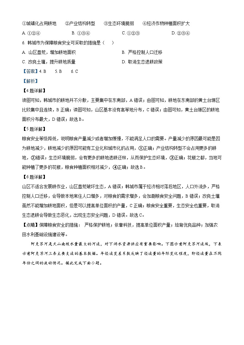 山东省威海市2023-2024学年高二下学期期末考试地理试题（原卷版+解析版）03