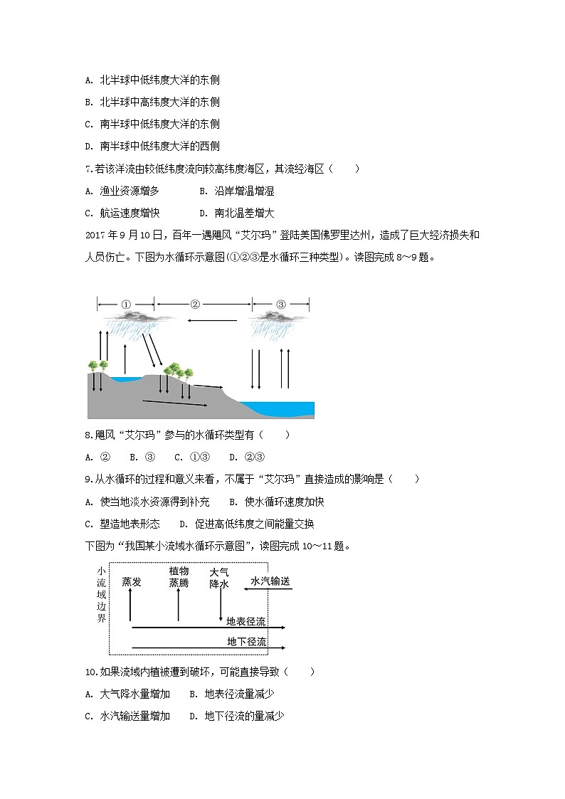 【新教材】鲁教版高中地理必修第一册 2.2.2《水圈与水循环 》练习（原卷）02