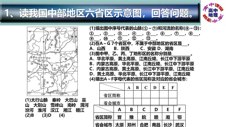 识图训练11 认识省级区域、省内区域和跨省区域（PPT版）- 通用版高中地理区域地理识图训练（中国地理）02