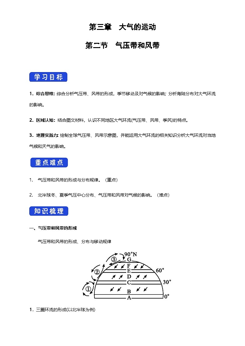 【同步导学案】3.2气压带和风带（导学案）-人教版高中地理选择性必修101