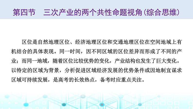 新课标高考地理一轮复习必修第二册第十一章产业区位因素第四节三次产业的两个共性命题视角(综合思维)课件第1页