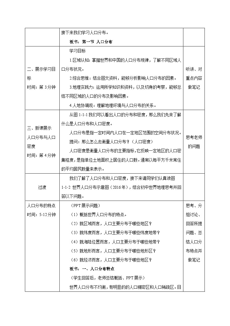 【新教材】鲁教版高中地理必修第二册 1.1《人口分布》教案（2）02