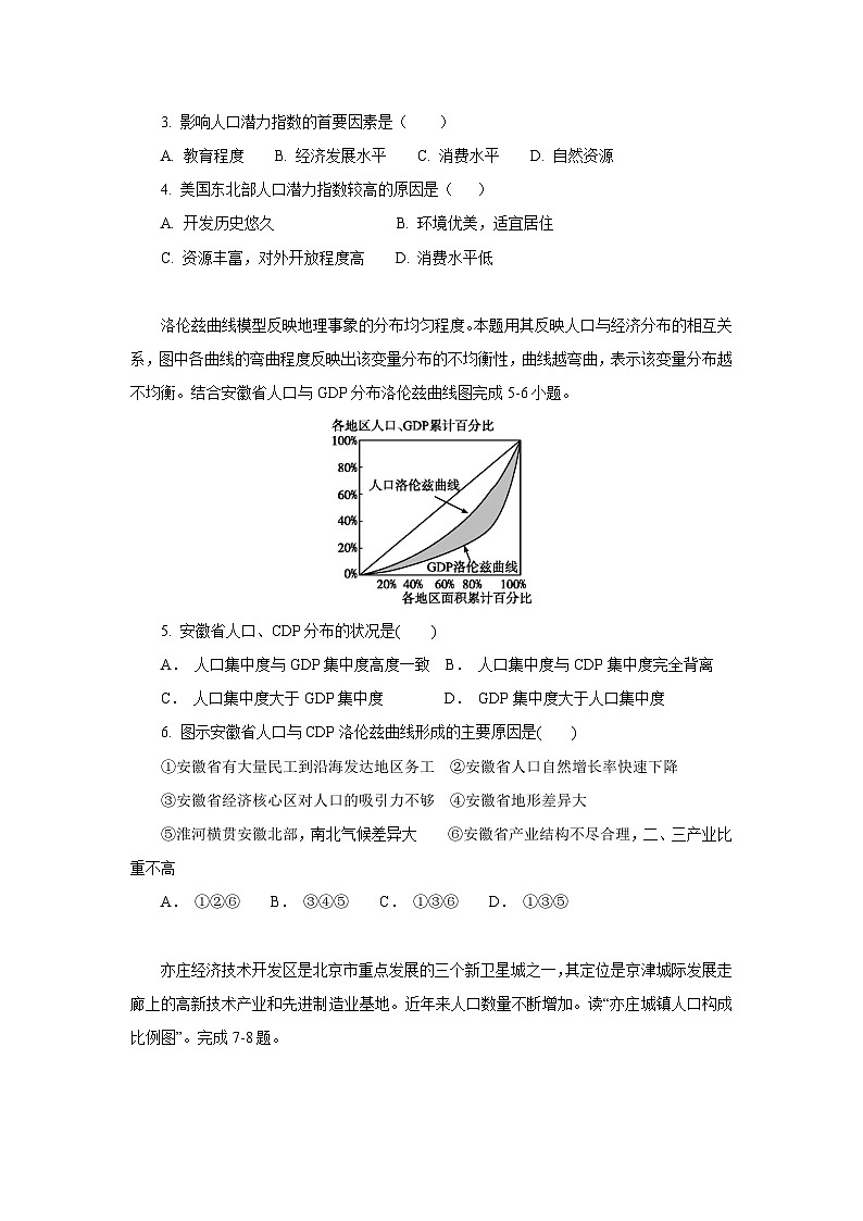 【新教材】鲁教版高中地理必修第二册 第一单元《人口与环境》单元测试卷（2）（原卷+解析卷）02