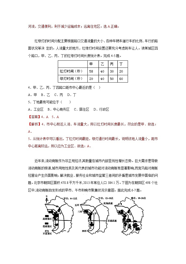 【新教材】鲁教版高中地理必修第二册 2.1.2《城乡内部空间结构》练习（原卷+解析卷）02