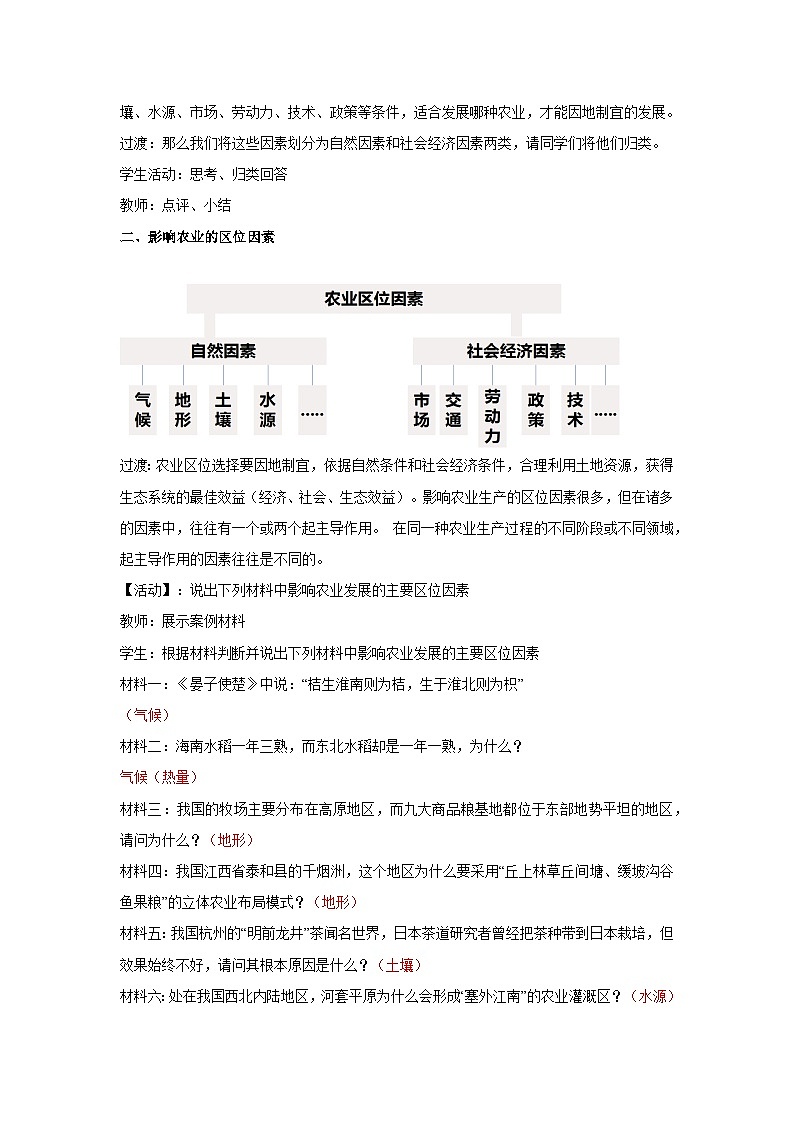 【新教材】鲁教版高中地理必修第二册 3.1.1《农业的区位选择》教案（2）第3页