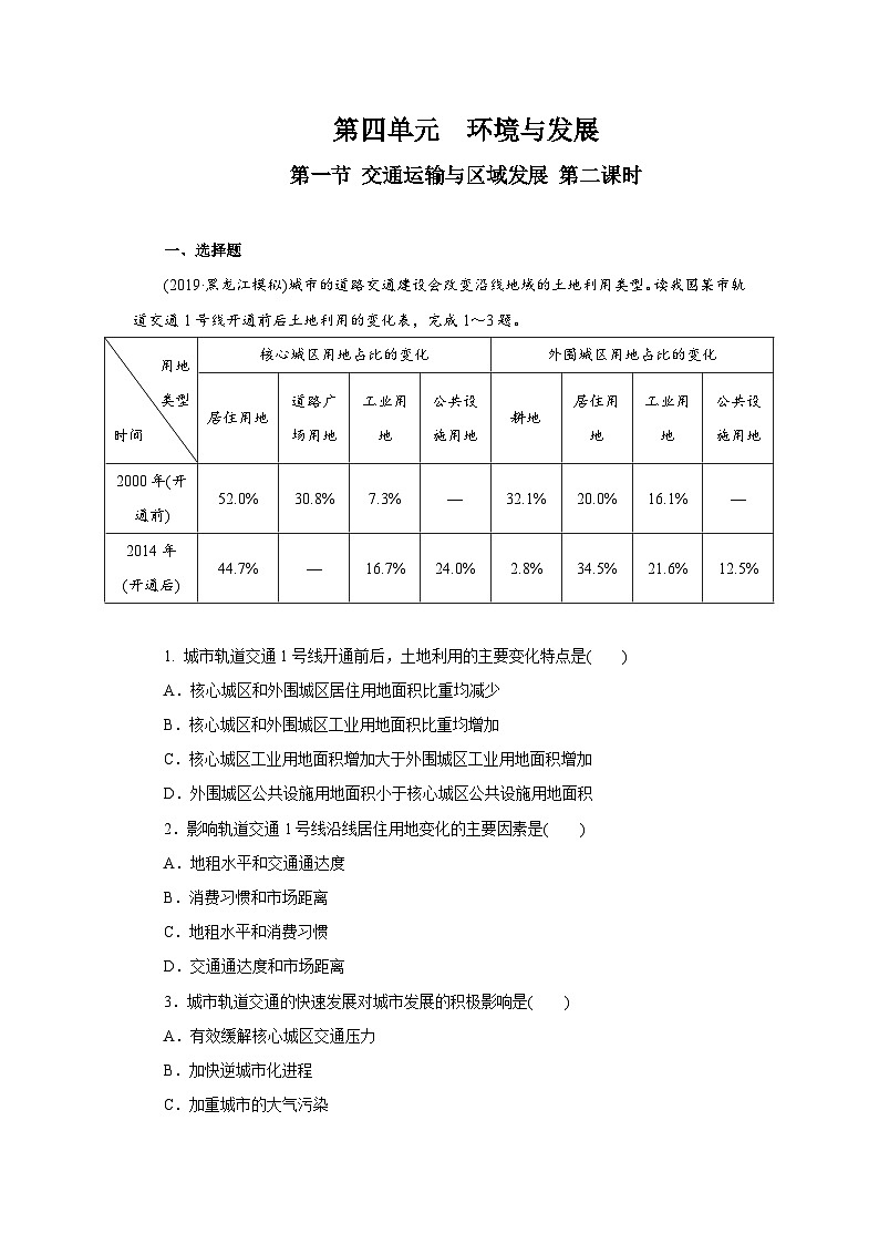 【新教材】鲁教版高中地理必修第二册 4.1.2《交通运输与区域发展》练习（原卷+解析卷）01