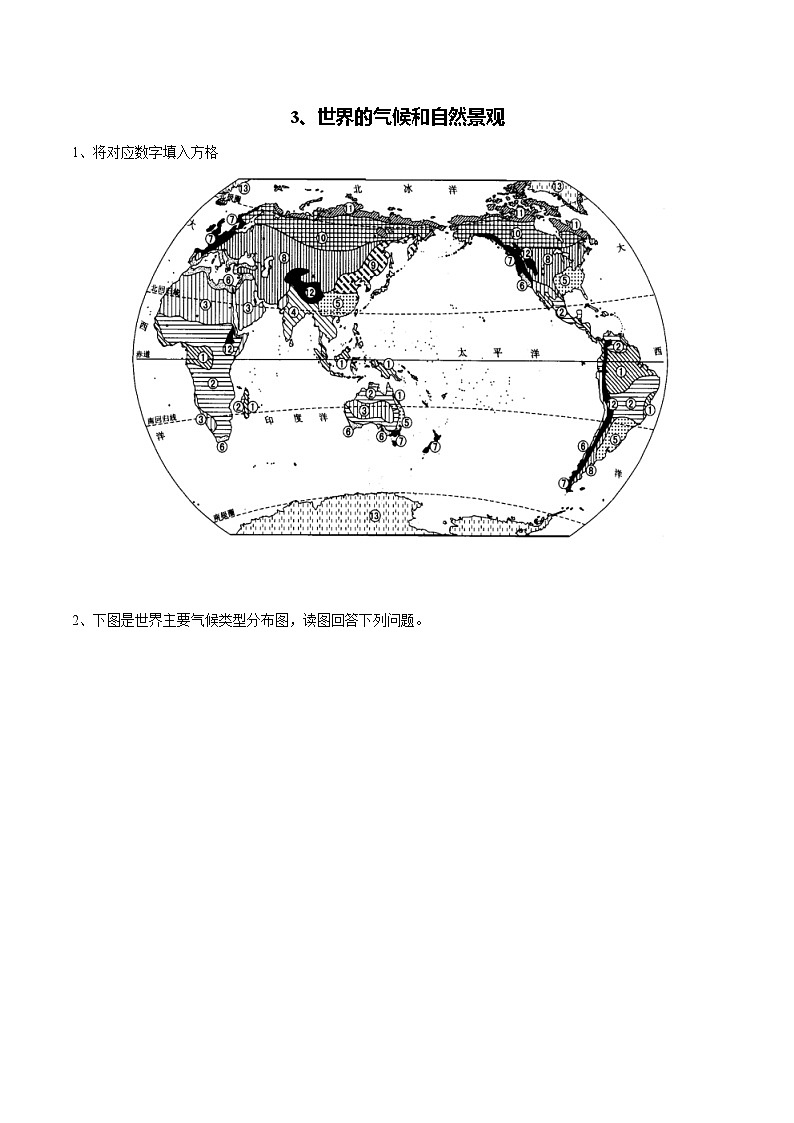 【区域识图训练】高中世界地理（通用版）识图训练03 世界的气候和自然景观（教师版+学生版）01