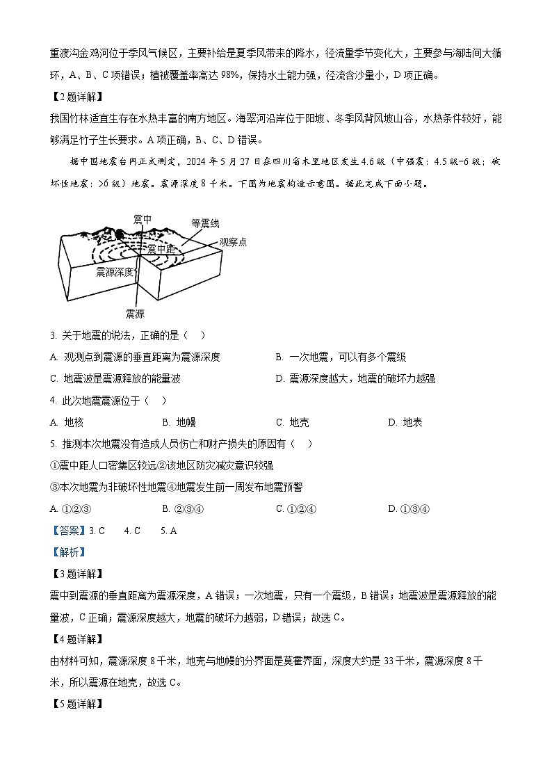 湖南省长沙市望城区第六中学2024-2025学年高二上学期开学地理试题（原卷版+解析版）02