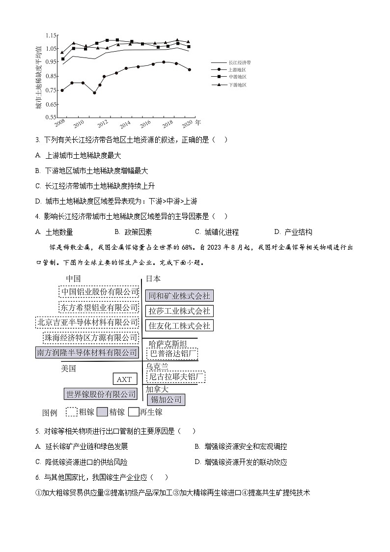 湖南省衡阳县第一中学2024-2025学年高三上学期开学考试地理试卷（原卷版）第2页