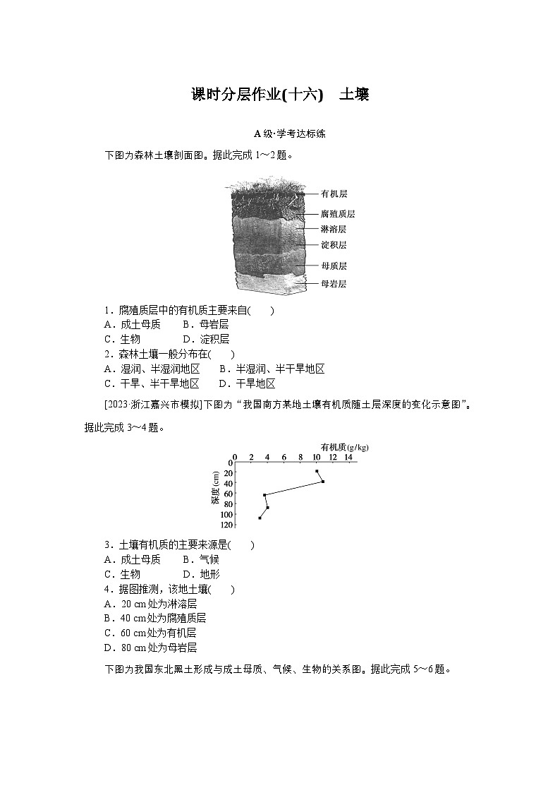 2024—2025高中地理人教版必修1一轮复习课时分层作业 16第1页